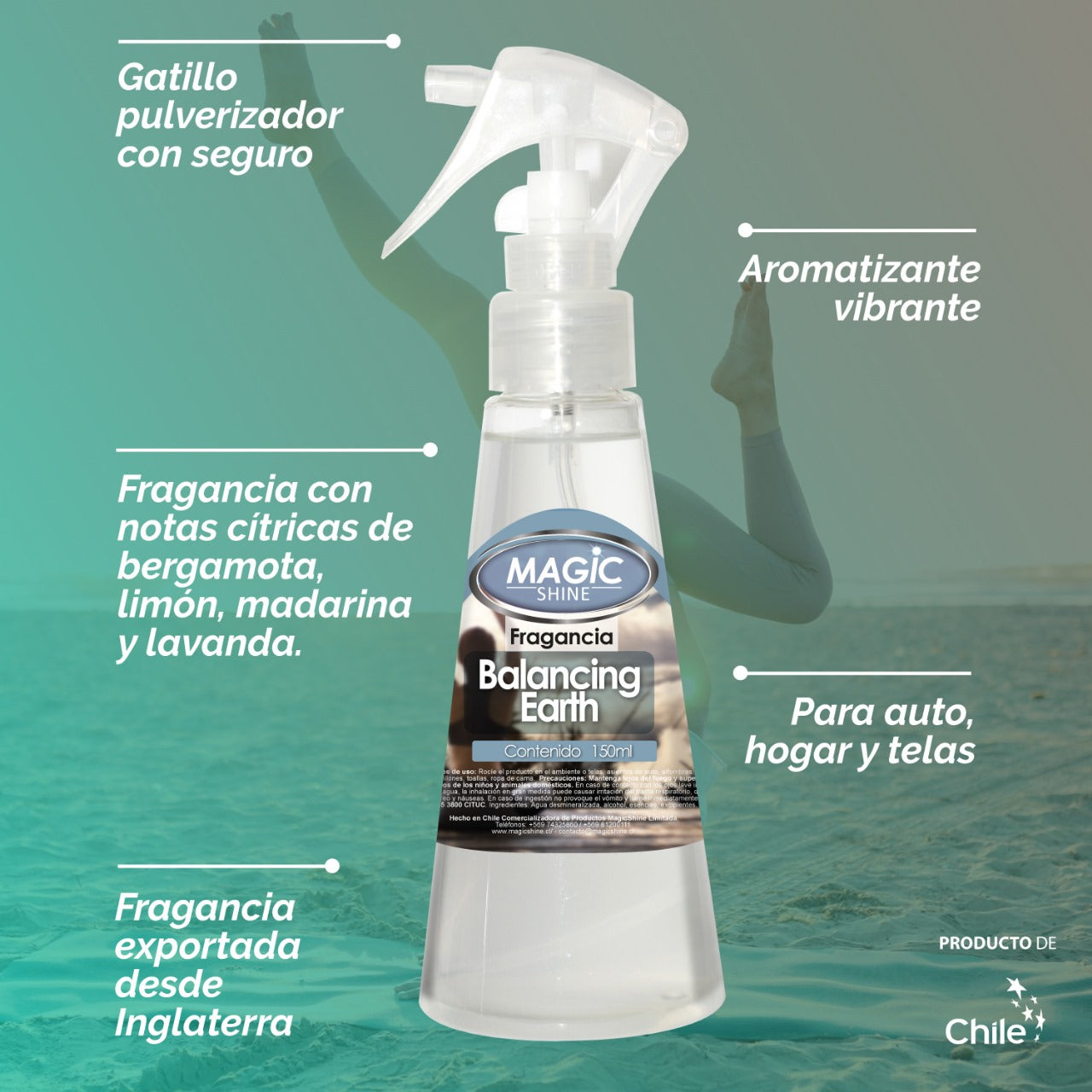 Aromatizante en Spray para Auto y Hogar MagicShine 160 ml — etiqueta con el aroma y el contenido legibles