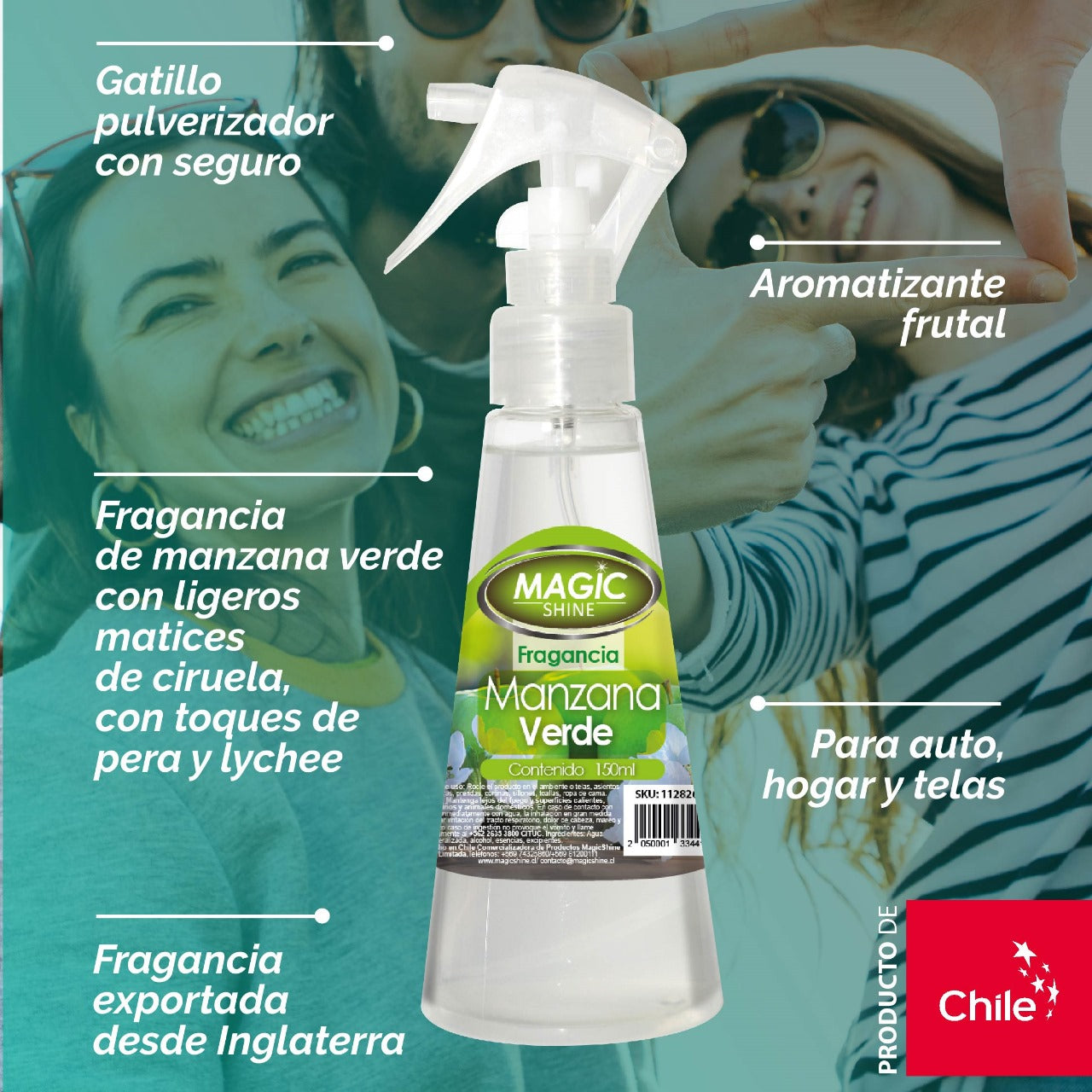 Aromatizante en Spray para Auto y Hogar MagicShine 160 ml — etiqueta con el aroma y el contenido legibles