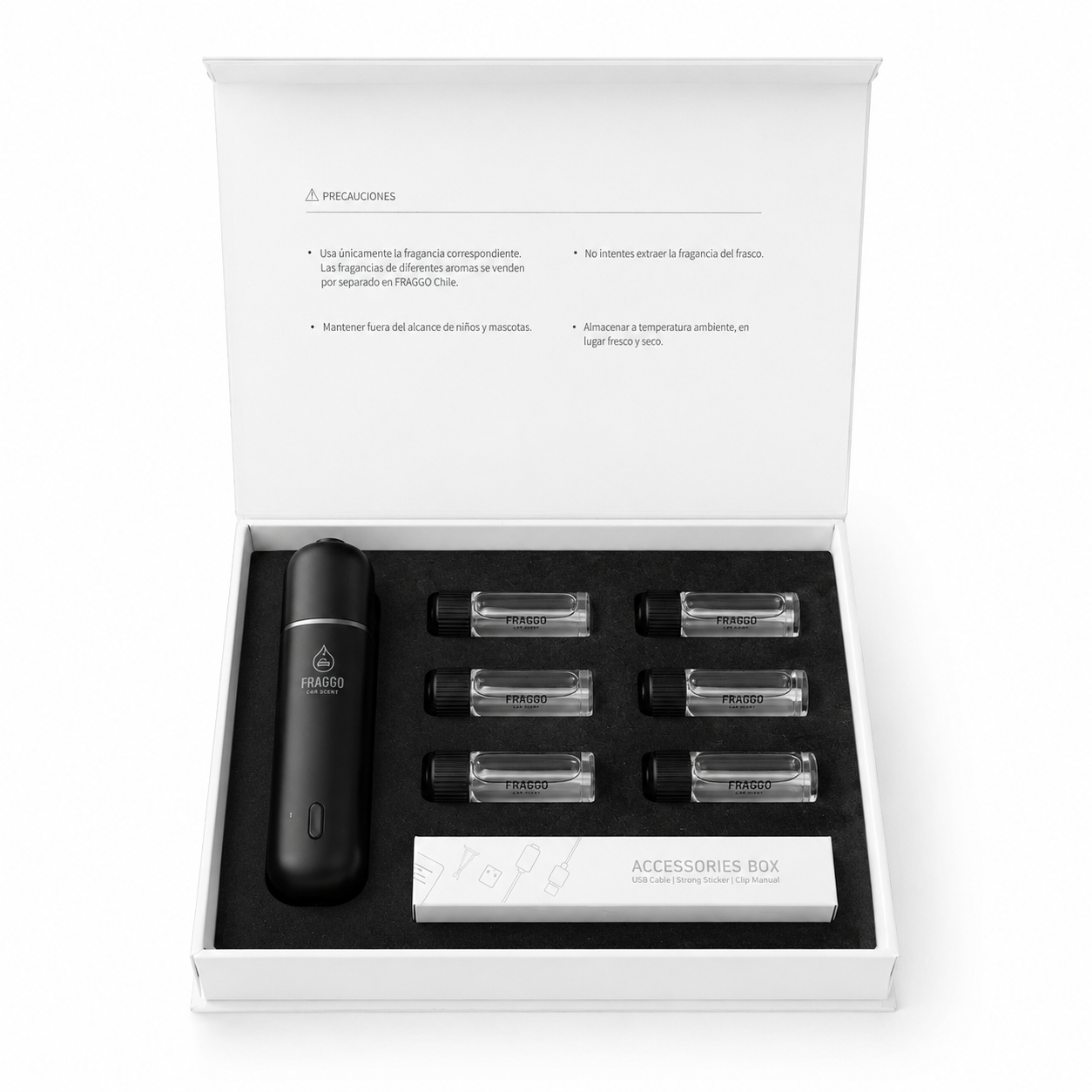 Kit Difusor de Auto Fraggo Aromatizante 6 Esencias