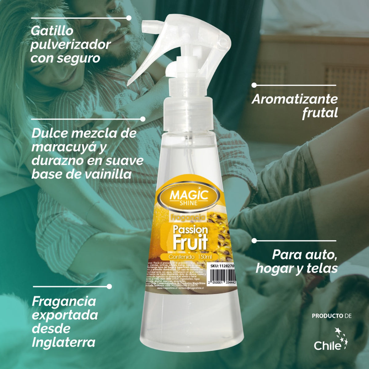 Aromatizante en Spray para Auto y Hogar MagicShine 160 ml — etiqueta con el aroma y el contenido legibles
